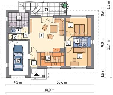 RZUT PARTERU POW. 83,7 m²